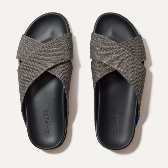 Rothys The Weekend Slide Washable Sandals in Silver Sand Size 7 - Picture 2 of 14